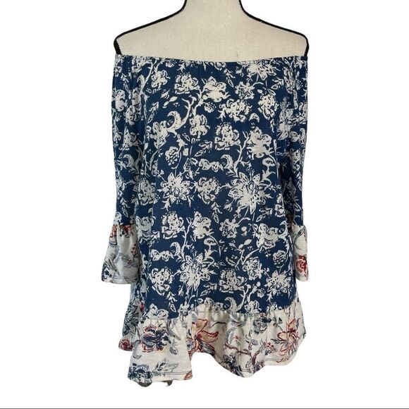 Como Blu Multi Print Floral Ruffled Blouse - Large - Picture 1 of 9